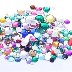 1300pcs Mixed Size 3mm-10mm Acrylic Round Diamond Flatback Rhinestone Gems - Picture 1 of 16