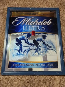 RARE Michelob Ultra Beer Mirror Sign Cycling Biking Bar Pub Mancave Large (2002) - Picture 1 of 17