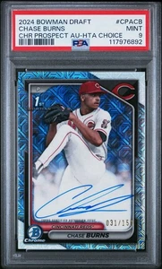 2024 Bowman Draft Chase Burns Auto HTA Choice Refractor - 69/150 PSA 9 - Picture 1 of 2