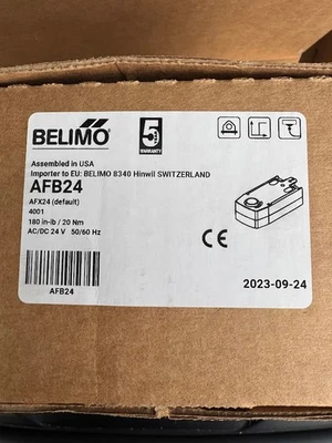 Actuador Amortiguador Belimo AFB24 180 in-Lb 20Nm Resorte Retorno AC/DC 24V Encendido/Apagado Nuevo Foto 1 de 3