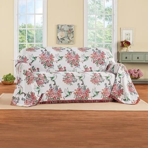 Hummingbird Floral Fringe Border Protective Furniture Throw Loveseat Cover - Picture 1 of 1