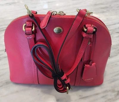 Bolso Bandolera Coach Cuero Rojo Peyton Cora Dome Bolso de Hombro/Cartera Bolso de Mano Cartera Foto 1 de 4