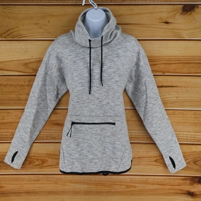 Sudadera Sport Tek para mujer talla L gris jaspeado algodón agujeros para los pulgares cuello falso Foto 1 de 4