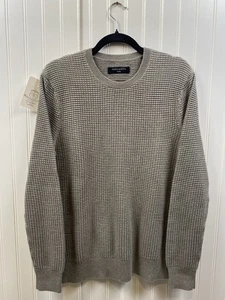 Suéter de punto texturizado tejido gofre Allsaints para hombre pequeño beige polvoriento diseñador - Imagen 1 de 7