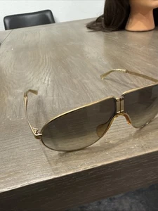 Vintage Porsche Carrera Gold Tone Folding Eyewear Sun Glasses Frame Only Read - Picture 1 of 23