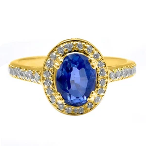2.30 Carat Natural Blue Tanzanite IGI Certified Diamond Ring In 14KT Yellow Gold - Picture 1 of 1