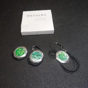 Lot Of 3 Hidden Treasures and Silver Pendant 8" Cord Necklace By DESIGNS - Picture 1 of 7