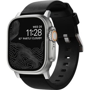 Skórzany pasek do smartwatcha 49/46/45/44mm Nomad pasek na ramię wstążka czarno-srebrny - Zdjęcie 1 z 9