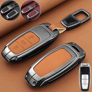 Zinc Alloy Leather Car Key Fob Case Cover For Audi S3 Q8 A3 A6 A7 Q7 S6 S7 S8 A8 - Picture 1 of 8
