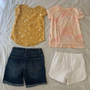 Girls clothes Cat & Jack size 5T All are new-two T shirt short sleeve & 2 shorts - Picture 1 of 13