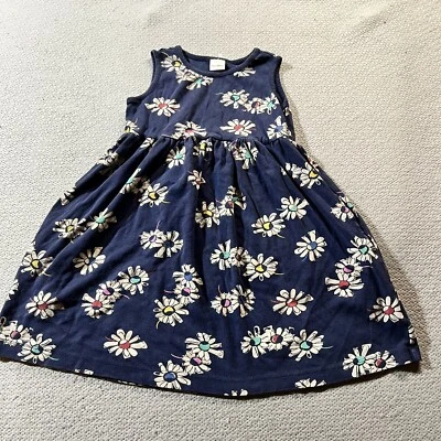 Vestido Swing Hanna Andersson Azul Marinho Margarida Estampa Floral Tamanho 6-7 Excelente Estado Usado - Imagem 1 de 4