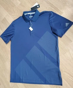 Adidas Bold 3 Stripe Sport Golf Polo UPF 50 Men's Size Small & Large Navy DW4526 - Picture 1 of 11