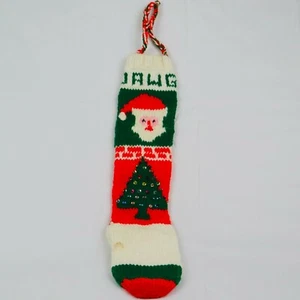 Medias de árbol de Santa tejidas de colección década de 1960 Dawg perro Navidad lentejuelas hechas a mano años 60 - Imagen 1 de 7