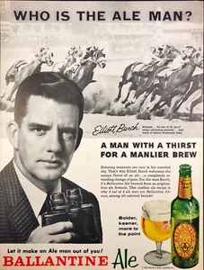 1962 Ballantine Ale Bier Vintage Druck Anzeige Manlier Brew Elliot Burch Pferderennen - Bild 1 von 6