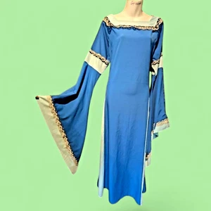 Maxi Vestido De Colección Años 70 Renacimiento Festival de Hadas Medieval Ángel Manga Campana Encaje 4E - Imagen 1 de 10