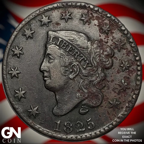 1825 Coronet Head Large Cent  Q6384 Cover