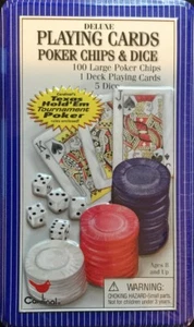 BRAND NEW/SEALED-CARDINAL DELUXE PLAYING CARDS/POKER CHIPS & DICE IN STORAGE TIN - Picture 1 of 6