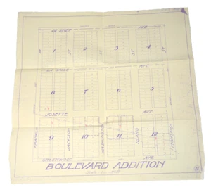 Boulevard Addition Butte Montana Map Streets Lots Placer Railroad Vtg Plat Orig - Picture 1 of 7