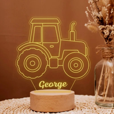 Tractor Night Light Table Lamp Personalized Farm Construction Newborn Present - Image 1 of 4
