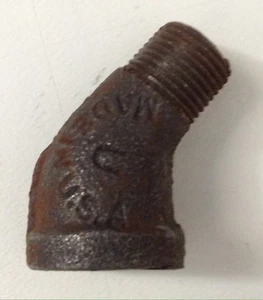 LOT (18) U-BRAND 3/8" inch BLACK MALLEABLE IRON, 45 DEGREE, THREADED ELBOW 0156 - Picture 1 of 4