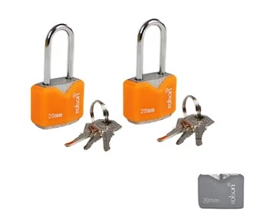 Rolson 20mm Iron Long Shackle Chrome Plated Padlock with 3 Keys set 2 pcs - Picture 1 of 2