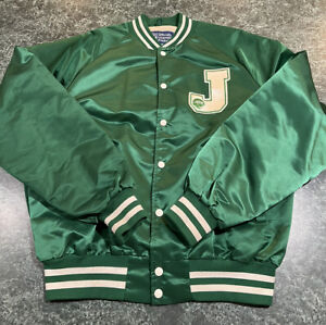 Vintage 80S 90s Stahl-Urban NFL New York Jets Green Satin Jacket Mens Size XL