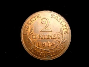 FRANCE. 3rd Republic. 2 CENTIMES 1914. KM 841. Free U.S. shipping. - Picture 1 of 2