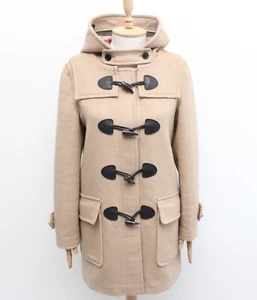 Women's BURBERRY BRIT Wool Duffle Coat Hooded Beige Size US6 UK8 ~S/M - Picture 1 of 14