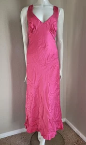 VTG Morgan Taylor Silk Pink long night gown size M strappy glamour 90s satin - Picture 1 of 11