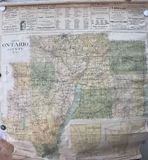 Original Linen Backed Ontario County New York Map Geneva Canandaigua