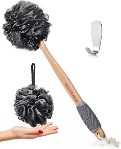 Spazzola Loofah con manico scrubber posteriore Loofah su bastone NUOVO - Foto 1 di 9