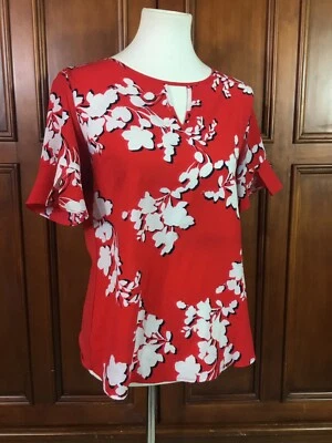 Blusa Van Heusen Feminina Vermelha com Babado Floral Flare Manga 1/2 Linda Pequena - Imagem 1 de 4