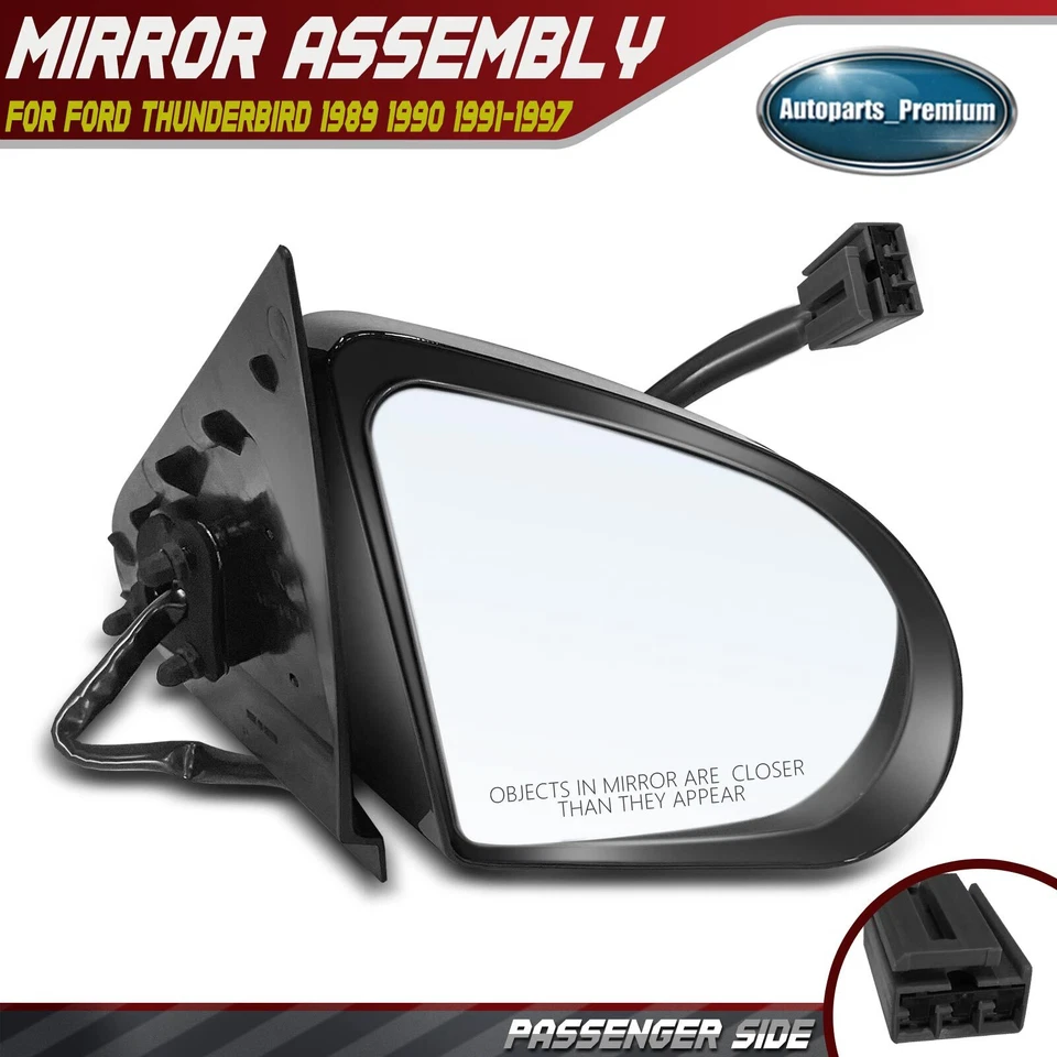 Espejo retrovisor derecho pasajero derecho motorizado negro texturizado para Ford Thunderbird 1989-1997 Foto 1 de 4