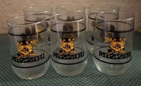 Vintage University of Missouri Mizzou Tigers Drinking Glasses Set Of 6 Cover