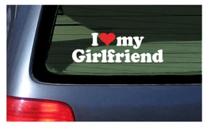 I Love My Girlfriend Fun Red Heart with Cute Lettering Car Truck Window Sticker - Picture 1 of 3