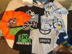 Lot Of 5 Mickey Mouse Minecraft Bluey Levi’s Boys S (5-6) T-Shirts 1 Shorts - Picture 1 of 7