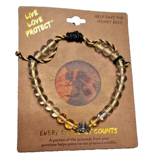 Pulsera elástica cuentas amarillas miel abeja nueva - Imagen 1 de 6