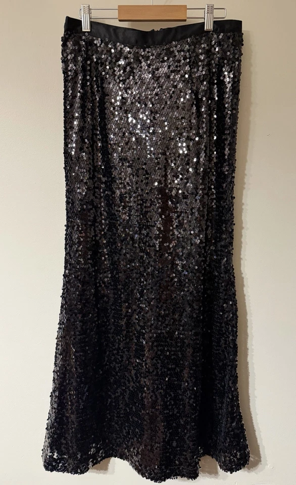 Maxi Falda Larga Jolie Lentejuelas Negras Carmen Marc Valvo Acampanada Sirena 8 Fiesta Foto 1 de 4