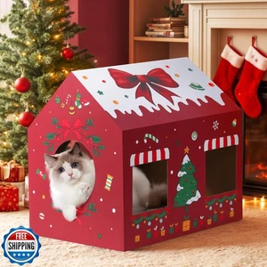 WESTERN HOME Weihnachten Pappe Katzenhaus, Indoor Katzenkratzer Haus (16,5' - Bild 1 von 5