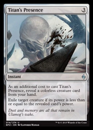 MTG Titan's Presence - Foil, Battle For Zendikar, Moderately Played, English - Image 1 of 1