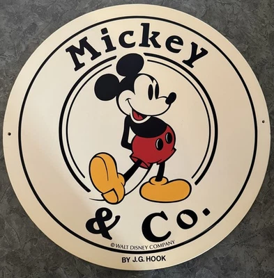 Letrero de exhibición minorista vintage de 2 caras de Walt Disney Mickey & Co. de J.G. Gancho "RARO" Foto 1 de 3