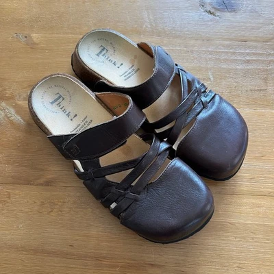 ¡Piensa! Zuecos Mary Jane de cuero para mujer marrón chocolate talla 41 zapatos deslizables  Foto 1 de 4