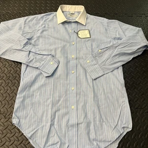 NUEVO CON ETIQUETAS Camisa de vestir Hardy Amies London corte europeo para hombre azul con botones talla 15 34-35 - Imagen 1 de 7