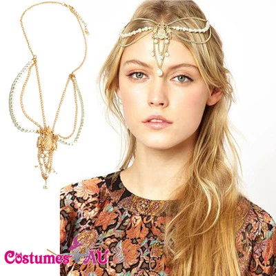 Diadema Deco Vintage Años 20 Aleta Cadena Tocado Gatsby Novia Años 20 Diosa Boho Foto 1 de 3