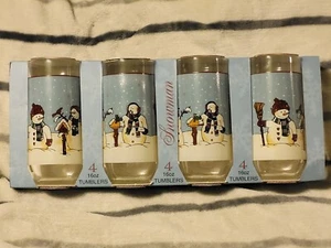 Cambridge Potteries Snowman 4/16 oz Tumblers NEW USA Designed by Toby Pieri - Picture 1 of 5