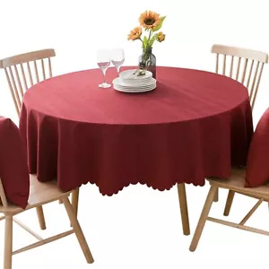 Round Waterproof Tablecloth Spill-Proof and Stain Resistant Table Cloth Wrink... - Picture 1 of 7