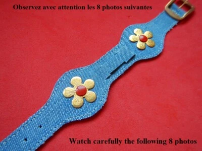10 mm 12 mm BRACELET HIPPIE BLEU JEAN LANIERE DE FORCE DORÉ POUR ANSES FIXES NOS - Photo 1/4