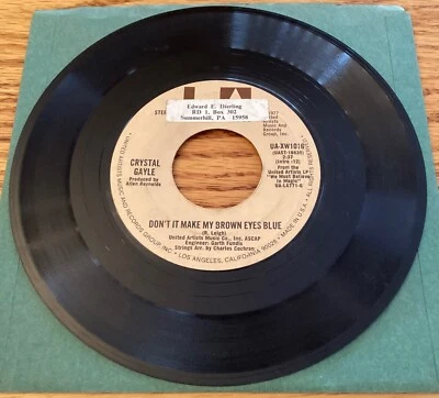 Crystal Gayle «Don't It Make My Brown Eyes Blue» 7 дюймов 45 об/мин запись UA-XW1016 - Изображение 1 из 2