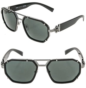 VERSACE GRECA Pilot Medusa 2228 Gunmetal Black VE2228 Square Aviator Sunglasses - Picture 1 of 10