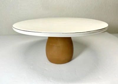 Soporte/plato para pasteles soporte de madera de 8 pulgadas borde plateado soporte para cupcakes de pasteles blanco Foto 1 de 4